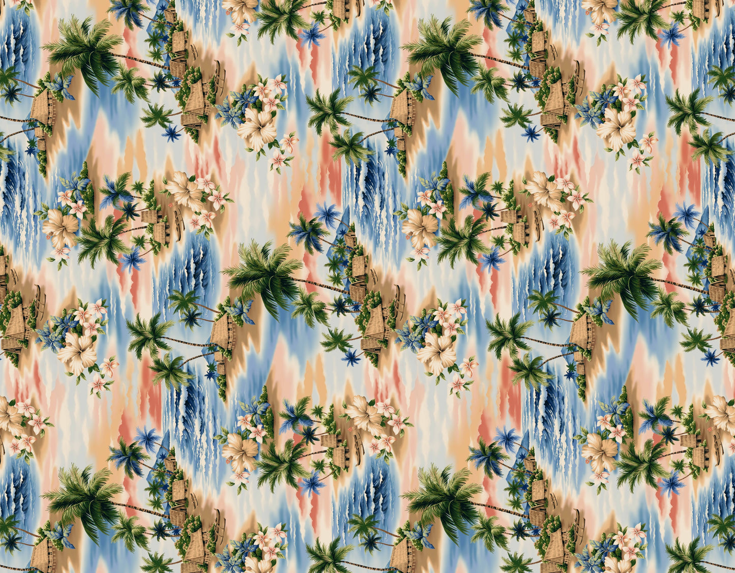 TKF-135 Blue patterned cotton poplin fabric by the yard - Trendtex Fabrics