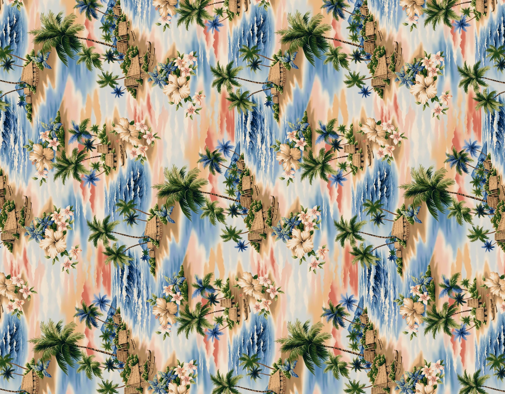 TKF-135 Blue patterned cotton poplin fabric by the yard - Trendtex Fabrics