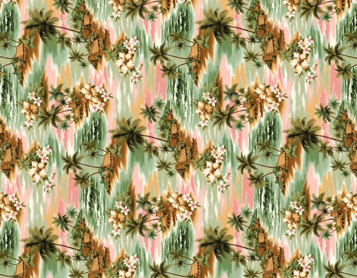 TKF-135 Green patterned cotton poplin fabric by the yard - Trendtex Fabrics
