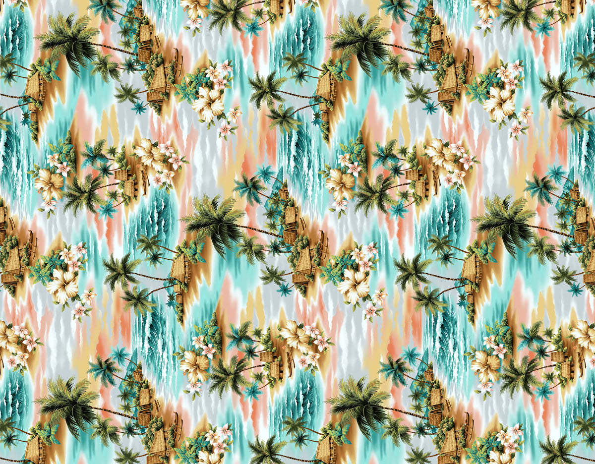 TKF-135 Turq patterned cotton poplin fabric by the yard - Trendtex Fabrics